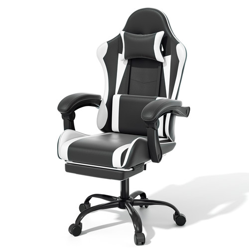 White ergonomic gaming chair - white,