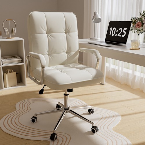 White leather office - leather, chair
